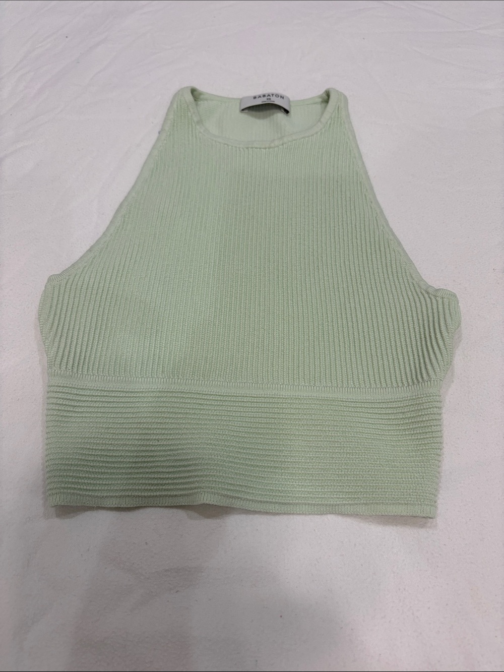 Babaton Pale Mint Ribbed Cropped Tank